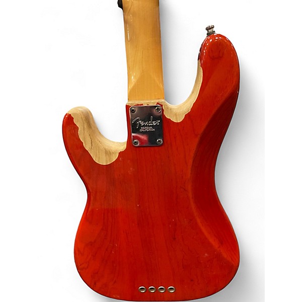 Used Fender American Standard Precision Bass Orange Electric Bass Guitar