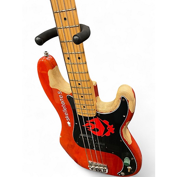 Used Fender American Standard Precision Bass Orange Electric Bass Guitar