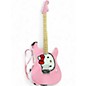Used Squier Hello Kitty Stratocaster Single Hum Black With Kitty Pickguard Pink Solid Body Electric Guitar