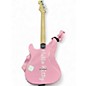 Used Squier Hello Kitty Stratocaster Single Hum Black With Kitty Pickguard Pink Solid Body Electric Guitar