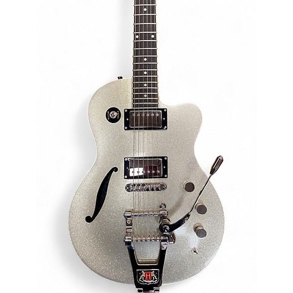 Used Hagstrom D2F TREMAR Silver Sparkle Hollow Body Electric Guitar