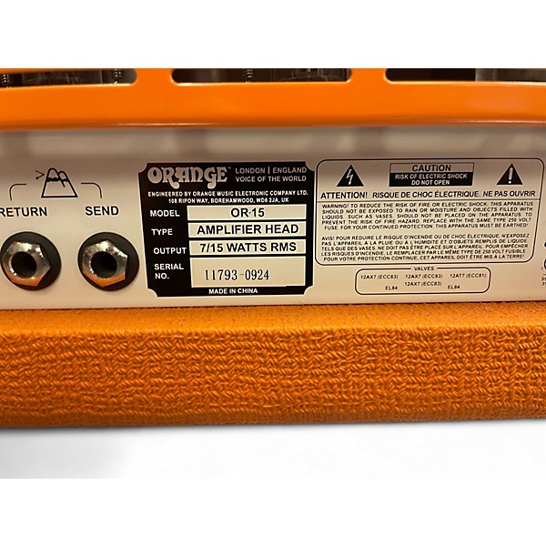Used Orange Amplifiers OR15H 15W Tube Guitar Amp Head