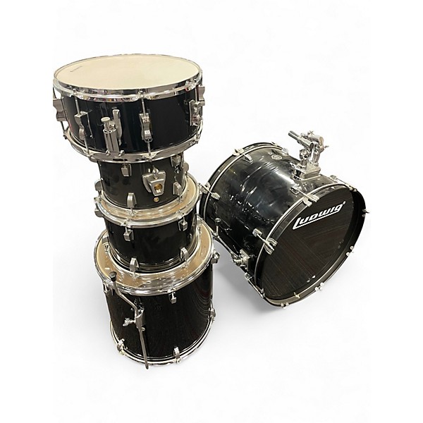Used Ludwig 5 Piece Accent BLACK Drum Kit
