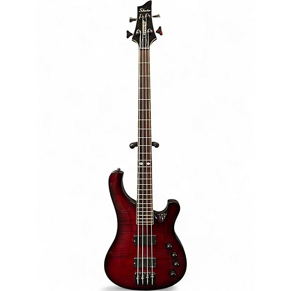 Used Schecter Guitar Research Diamond Series 004 Trans Crimson Red Electric Bass Guitar