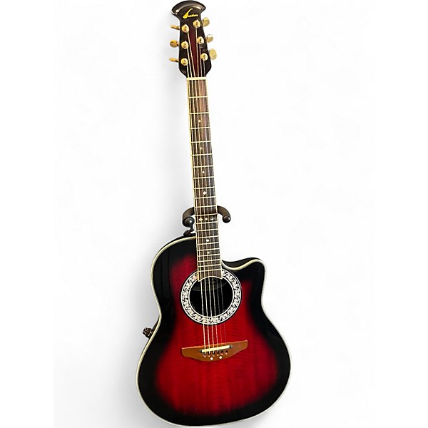 Used Ovation 1528D Red Acoustic Electric Guitar