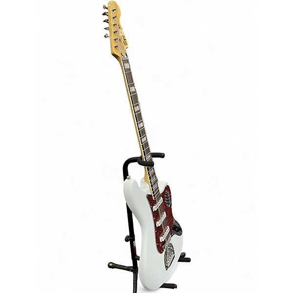 Used Squier Vintage Modified Bass VI Olympic White Electric Bass