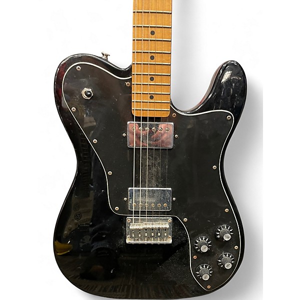 Used Squier Telecaster Custom Black and White Solid Body Electric Guitar