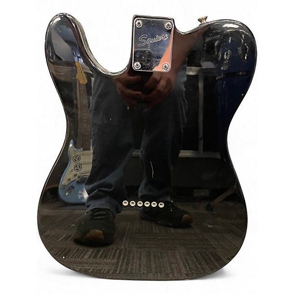 Used Squier Telecaster Custom Black and White Solid Body Electric Guitar