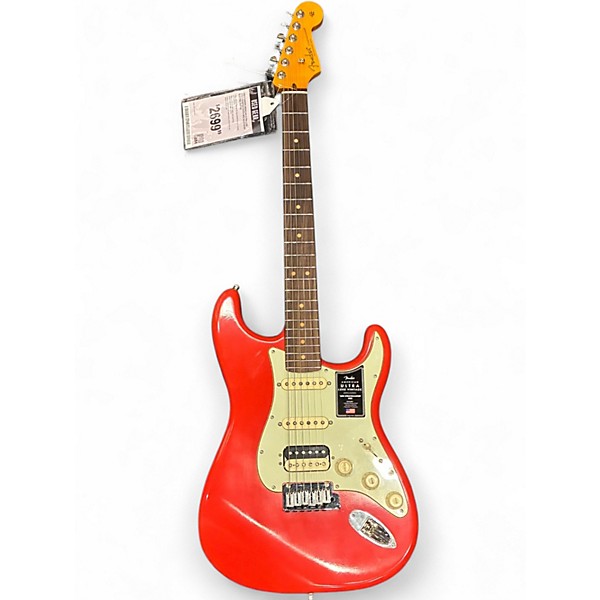 Used Fender American Ultra Luxe Stratocaster Fiesta Red Solid Body Electric Guitar