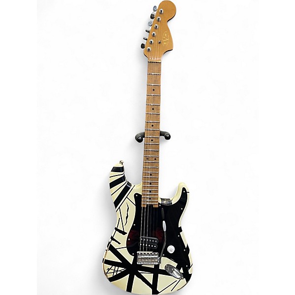 Used EVH Striped Series Black With White Solid Body Electric Guitar