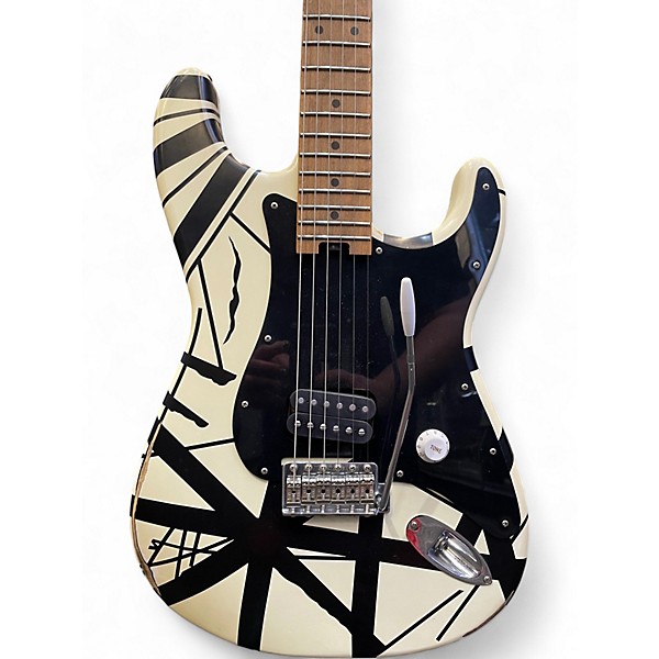 Used EVH Striped Series Black With White Solid Body Electric Guitar