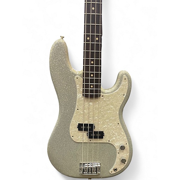 Used Fender 75TH ANNIVERSARY PRECISION BASS Silver Sparkle Electric Bass Guitar