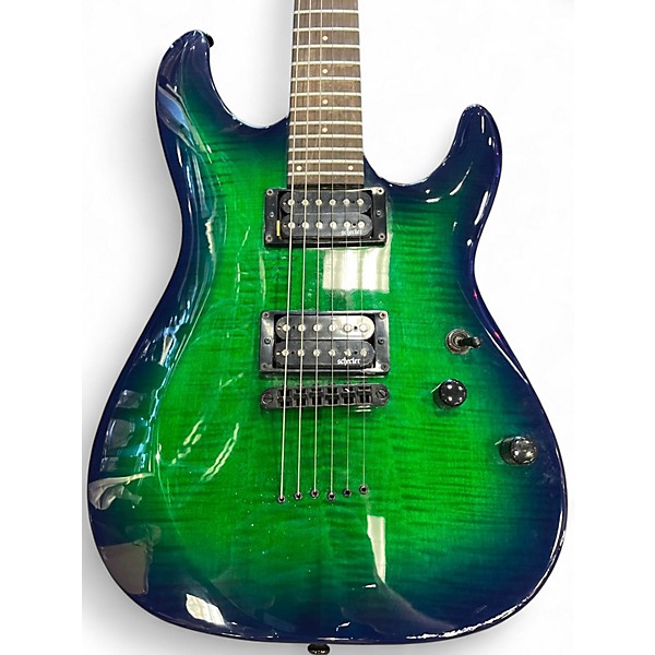 Used Schecter Guitar Research C-6 Elite Blue/Green Burst Solid Body Electric Guitar