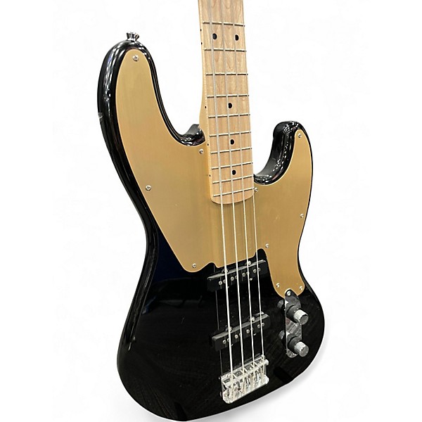 Used Squier Paranormal Jazz Bass 54 Black and Gold Electric Bass Guitar