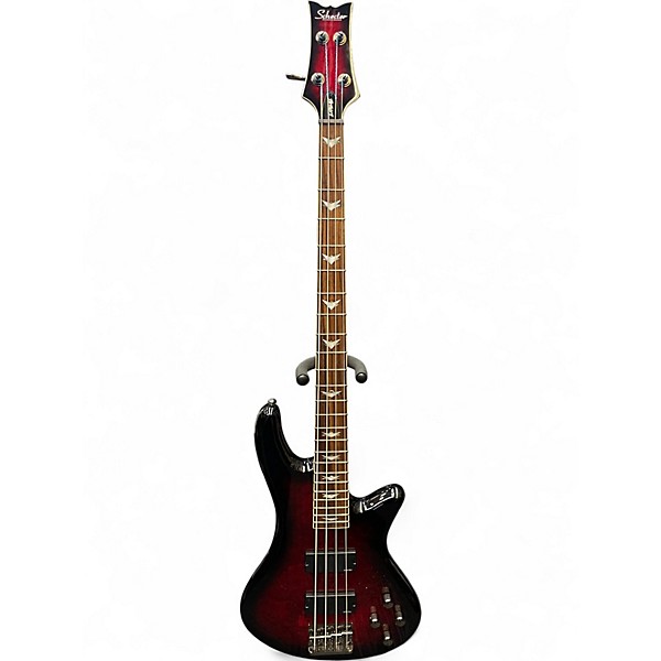 Used Schecter Guitar Research Stiletto Extreme 4 String Trans Red Electric Bass Guitar