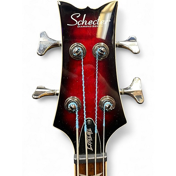 Used Schecter Guitar Research Stiletto Extreme 4 String Trans Red Electric Bass Guitar
