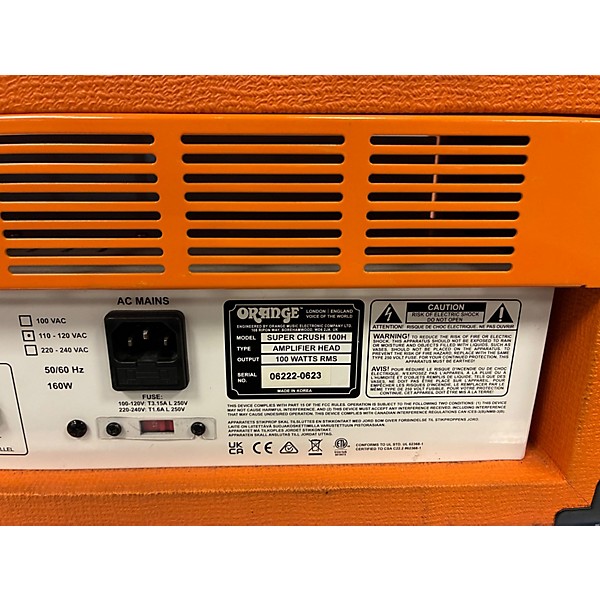 Used Orange Amplifiers Super Crush 100 Head Solid State Guitar Amp Head