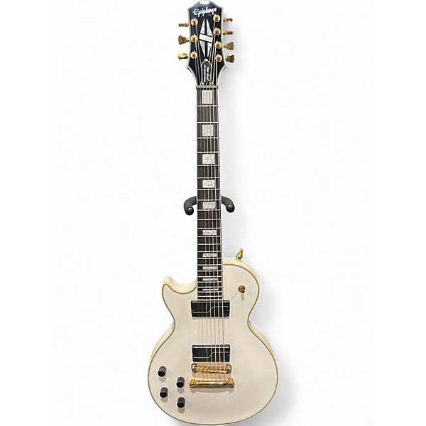 Used Epiphone Matt Heafy Les Paul Custom 7 Left Handed Snow White Electric Guitar
