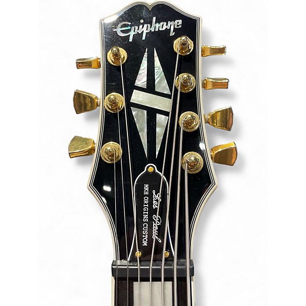 Used Epiphone Matt Heafy Les Paul Custom 7 Left Handed Snow White Electric Guitar