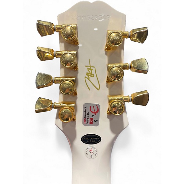 Used Epiphone Matt Heafy Les Paul Custom 7 Left Handed Snow White Electric Guitar