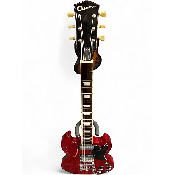 Used Gladiator DOUBLE CUTAWAY Trans Red Solid Body Electric Guitar
