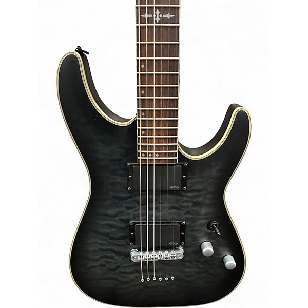 Used Schecter Guitar Research C1 Platinum Trans Black Solid Body Electric Guitar
