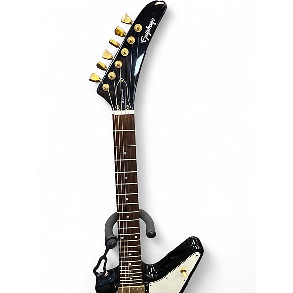 Used Epiphone Explorer Black and White Solid Body Electric Guitar