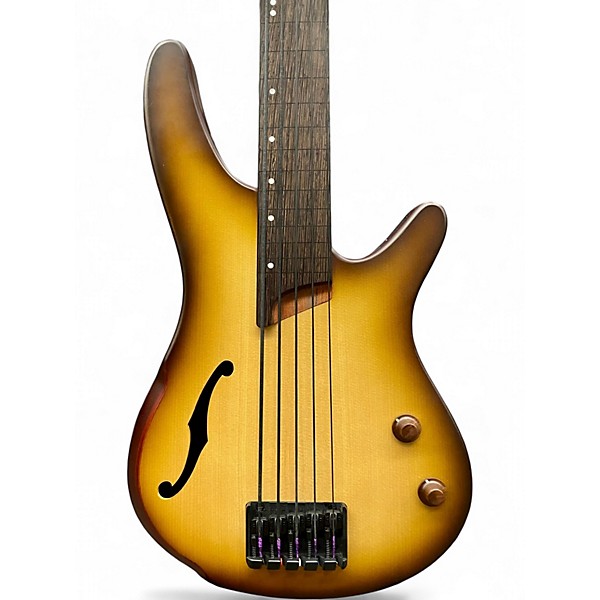 Used Vintage VJ-74JP Icon Series Fretless Distressed Sunburst Electric Bass Guitar