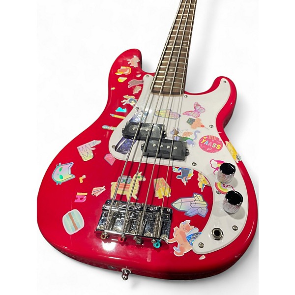 Used Squier mini bass Red Electric Bass Guitar