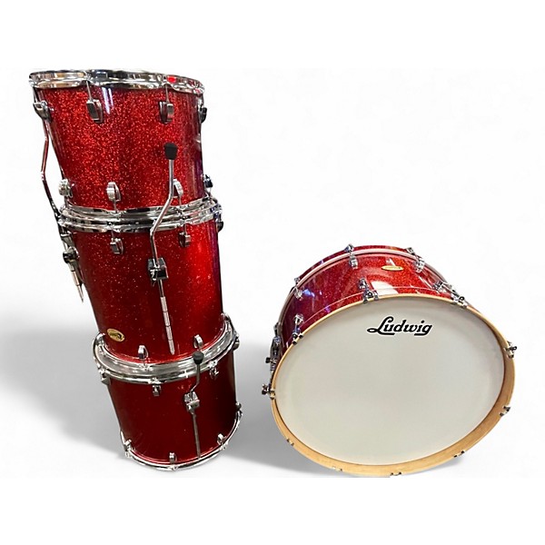 Used Ludwig 4 Piece Centennial zep red sparkle Drum Kit