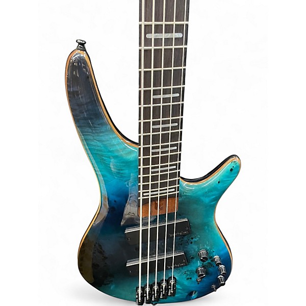 Used Ibanez SRMS805 Tropical Turquoise Electric Bass Guitar