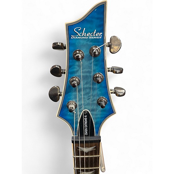 Used Schecter Guitar Research Omen Extreme 6 Ocean Blue Burst Solid Body Electric Guitar