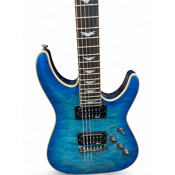 Used Schecter Guitar Research Omen Extreme 6 Ocean Blue Burst Solid Body Electric Guitar