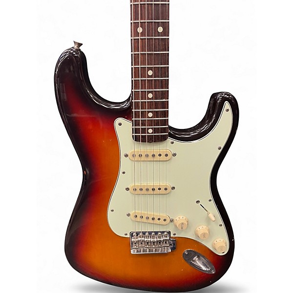 Vintage 1990s Fender Standard Stratocaster 3 Tone Sunburst Solid Body Electric Guitar