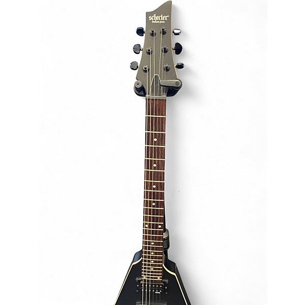 Used Schecter Guitar Research Diamond Series Monster Energy Flying V Satin Black Solid Body Electric Guitar
