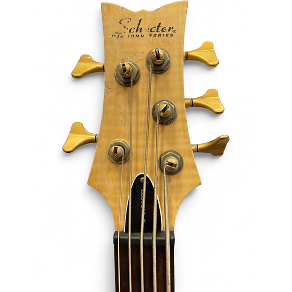 Used Schecter Guitar Research Stiletto Custom 5 String Left Hand Natural Electric Bass Guitar