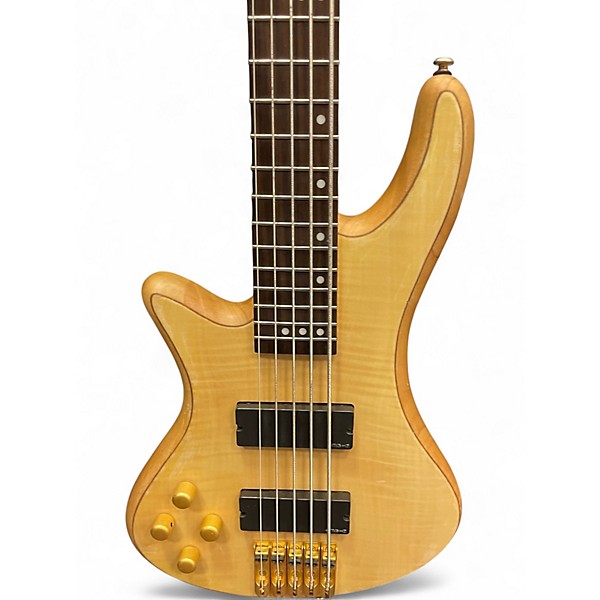 Used Schecter Guitar Research Stiletto Custom 5 String Left Hand Natural Electric Bass Guitar