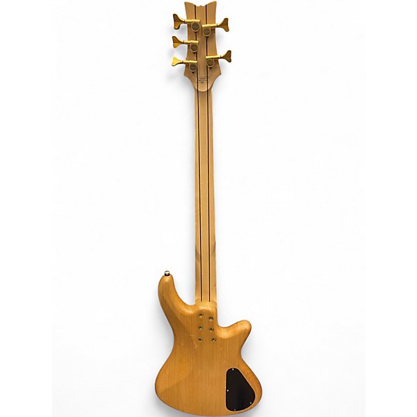 Used Schecter Guitar Research Stiletto Custom 5 String Left Hand Natural Electric Bass Guitar