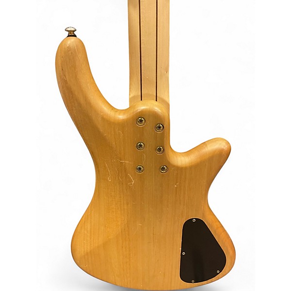 Used Schecter Guitar Research Stiletto Custom 5 String Left Hand Natural Electric Bass Guitar