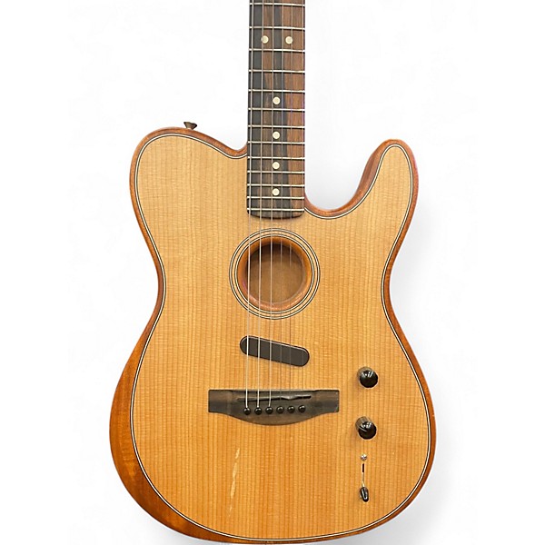 Used Fender Acoustasonic Player Telecaster Wood Grain Acoustic Electric Guitar