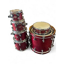 Used DW 6 Piece All Maple Shell Pack RED Drum Kit