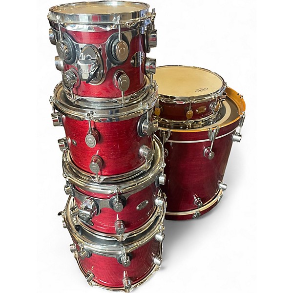 Used DW 6 Piece All Maple Shell Pack RED Drum Kit
