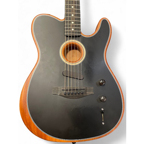Used Fender American Acoustasonic Telecaster Satin Black Acoustic Electric Guitar