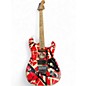Used EVH Striped Series Frankie Red with Black and White Stripes Solid Body Electric Guitar thumbnail