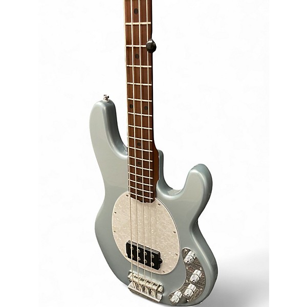 Used Sterling by Music Man Ray34 Firemist Silver Electric Bass Guitar
