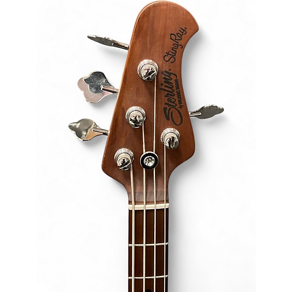 Used Sterling by Music Man Ray34 Firemist Silver Electric Bass Guitar