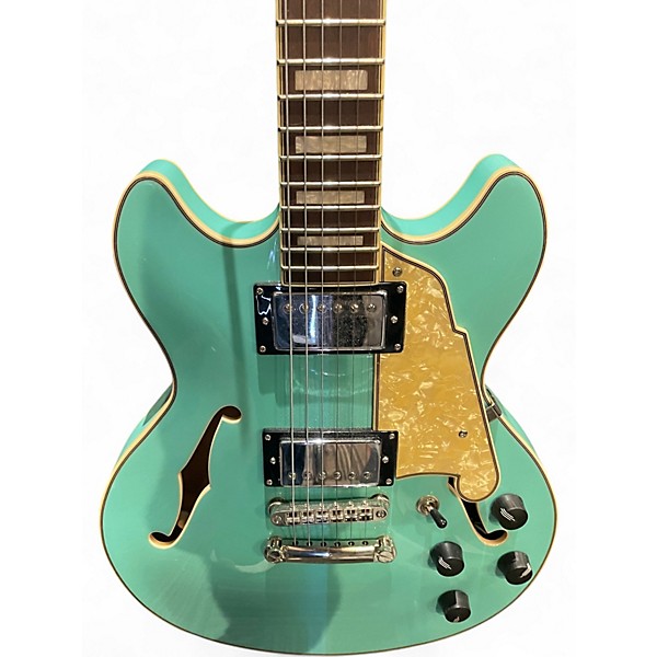 Used D'Angelico Premier Mini DC Ocean Turquoise Hollow Body Electric Guitar