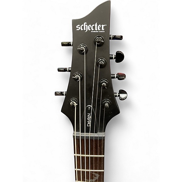 Used 2025 Schecter Guitar Research Damien 7 String BLACK Solid Body Electric Guitar