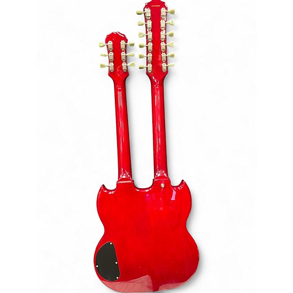 Used Epiphone G1275 Double Neck MODIFIED WITH PEARLY GATES PICKUPS Cherry Solid Body Electric Guitar