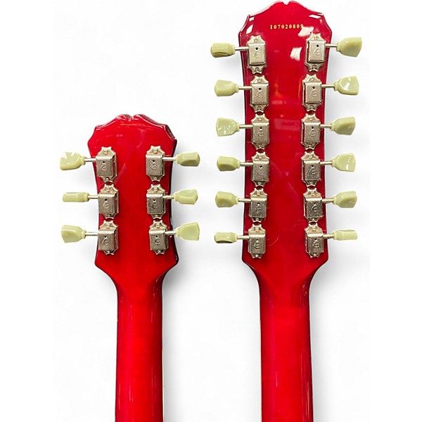 Used Epiphone G1275 Double Neck MODIFIED WITH PEARLY GATES PICKUPS Cherry Solid Body Electric Guitar